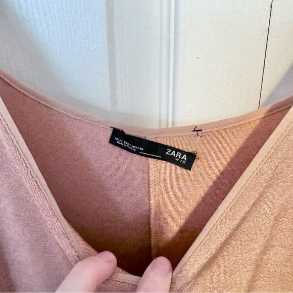 ZARA Nude slinky metallic maxi dress LARGE - Picture 4 of 5